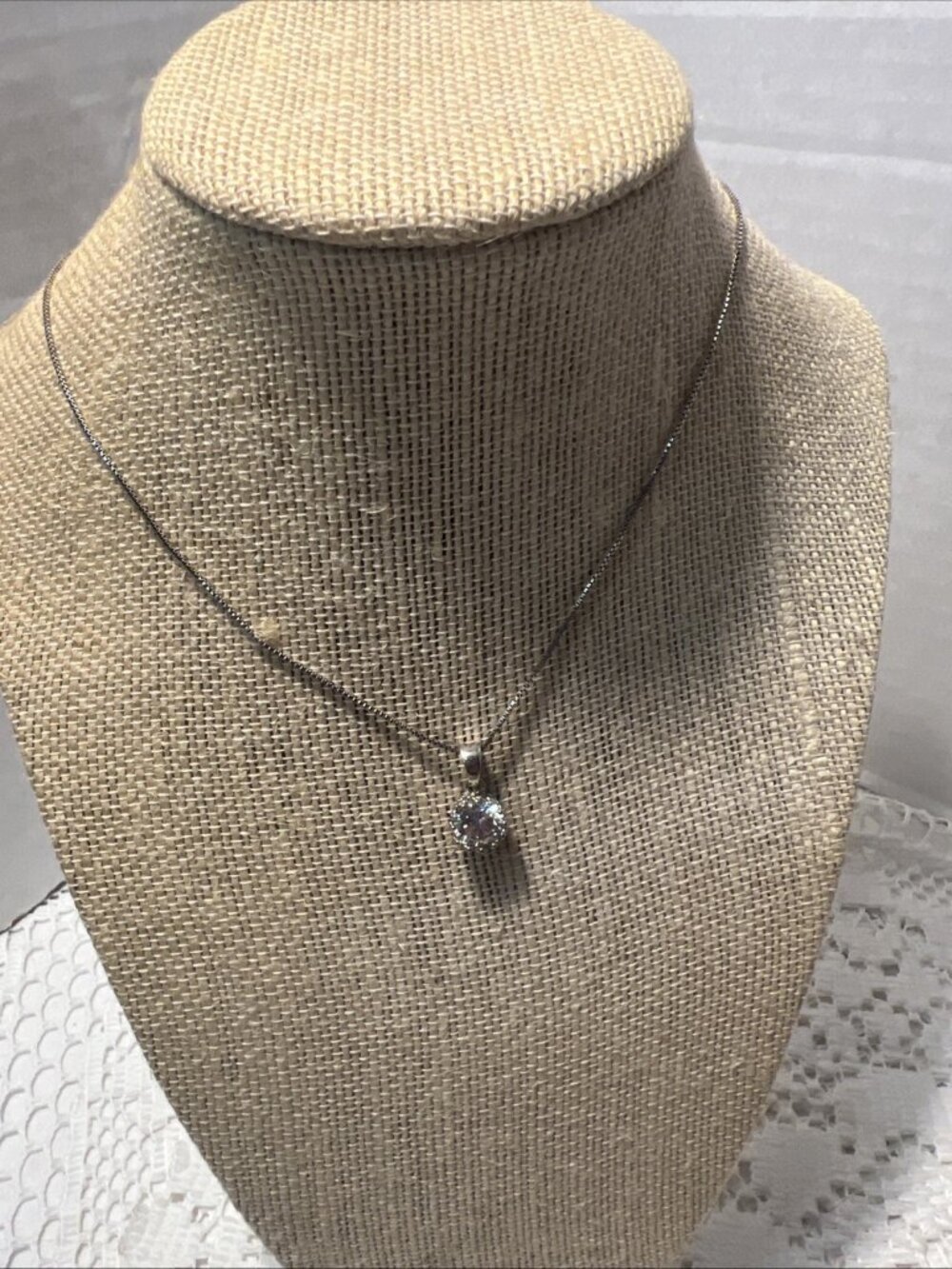 Signed ATI Sterling Silver 925 Teardrop Cubic Z  Pendant Necklace & Chain 925